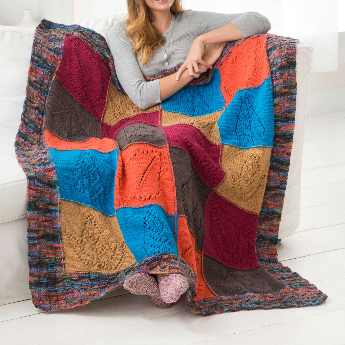 Knit Throw made in Red Heart Super Saver Yarn
