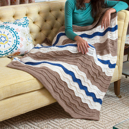 Red Heart Knit Stitch a Hug Waves Throw Knit Throw made in Red Heart Comfort Yarn