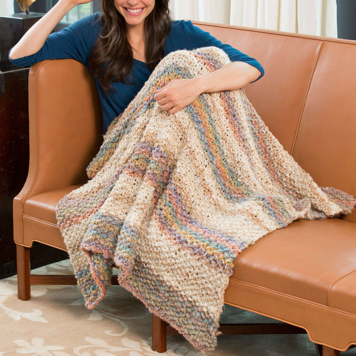 Knit Throw made in Red Heart Stellar Yarn