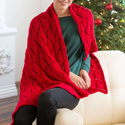 Red Heart Knit Reversible Wave Throw Knit Throw made in Red Heart With Love Yarn