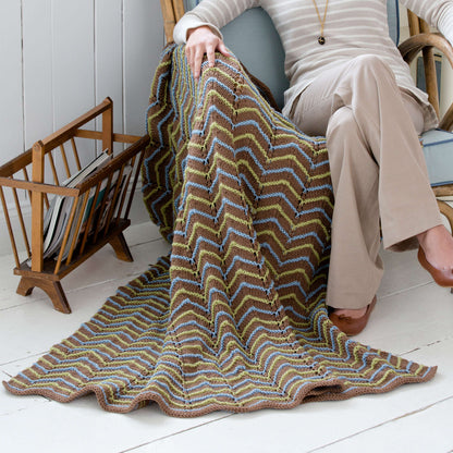 Red Heart Knit Zig-Zag Ease Throw Knit Throw made in Red Heart Super Saver Yarn