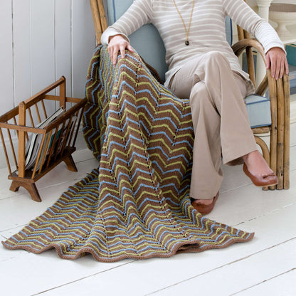 Red Heart Knit Zig-Zag Ease Throw Knit Throw made in Red Heart Super Saver Yarn