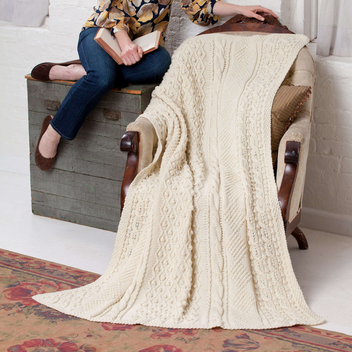 Knit Throw made in Red Heart Super Saver Yarn
