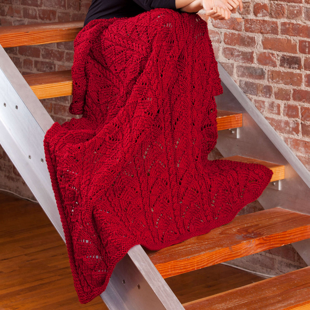 Knit Throw made in Red Heart Super Soft Yarn
