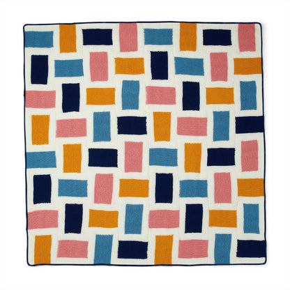 Red Heart Garter Quilt Blocks Knit Blanket Single Size