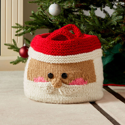 Red Heart Jolly Santa Knit Basket Knit Basket made in Red Heart With Love Yarn