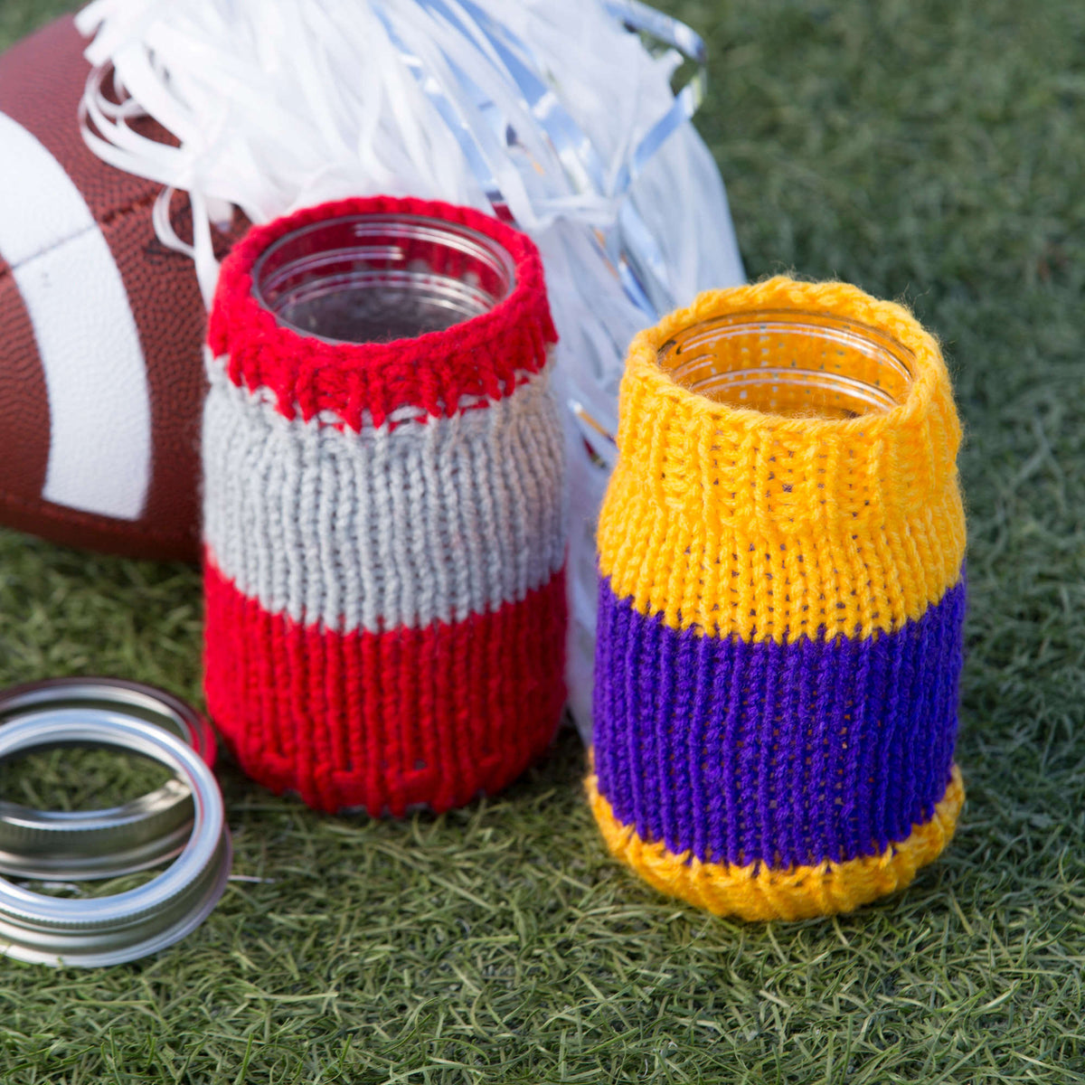 Knit Cozy made in Red Heart Team Spirit Yarn