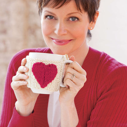 Red Heart Valentine Mug Hug Knit Hug made in Red Heart With Love Yarn