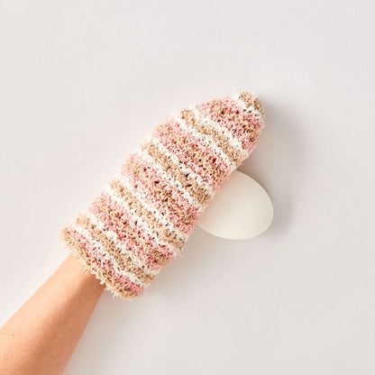 Red Heart Striped Knit Scrubby Mitt Knit Scrubby Mitt made in Red Heart Scrubby Cotton Yarn