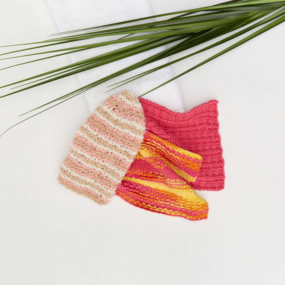 Red Heart Striped Knit Scrubby Mitt Knit Scrubby Mitt made in Red Heart Scrubby Cotton Yarn