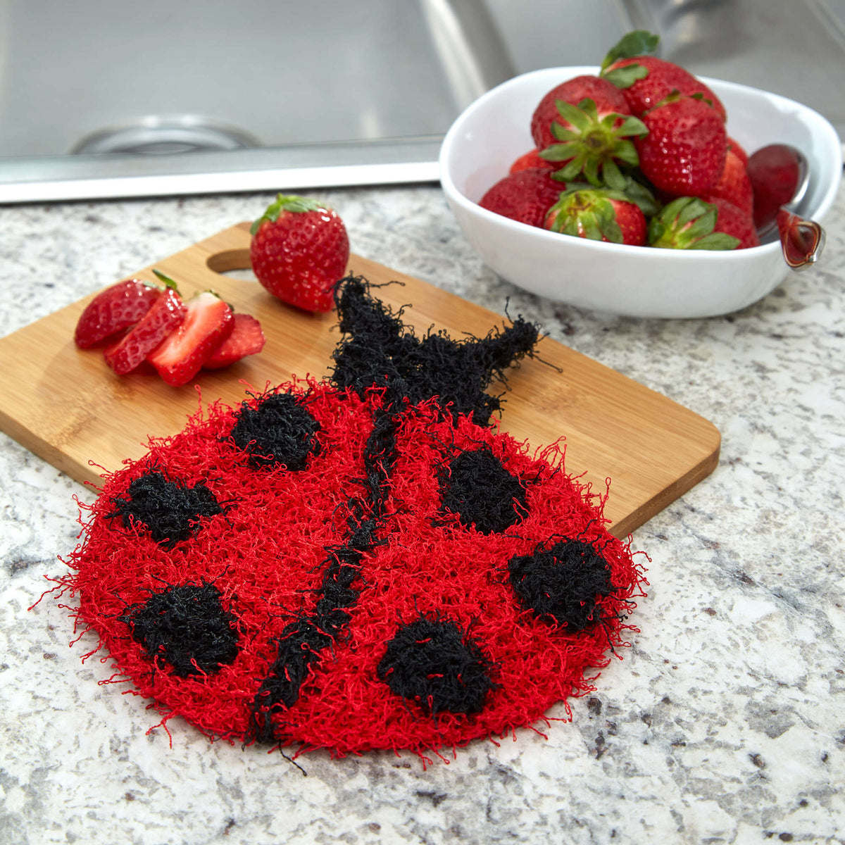 Knit Dishcloth made in Red Heart Scrubby Yarn