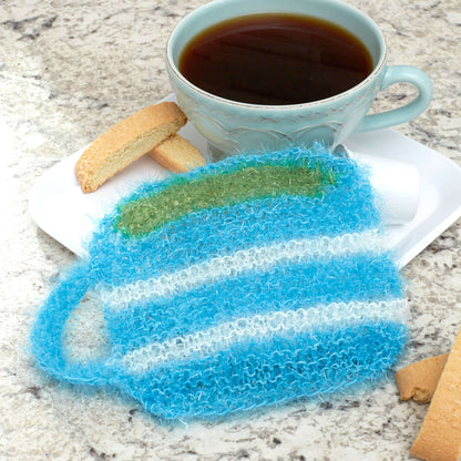 Red Heart Knit Coffee Mug Scrubby Knit Scrubby made in Red Heart Scrubby Sparkle Yarn