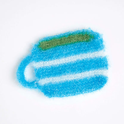 Red Heart Knit Coffee Mug Scrubby Knit Dishcloth made in Red Heart Scrubby Sparkle Yarn