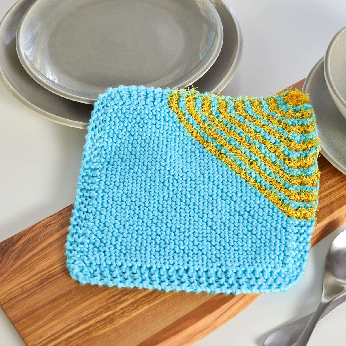 Knit Dishcloth made in Red Heart Scrubby Smoothie Yarn