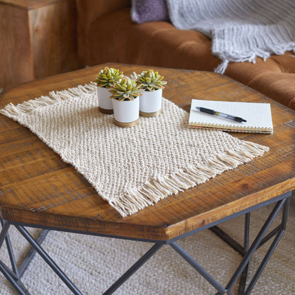 Red Heart Fringed Plant Mat Knit Mat made in Red Heart Hygge Charm Yarn