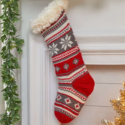 Red Heart Knit Festive Fair Isle Stocking Knit Stocking made in Red Heart With Love Yarn