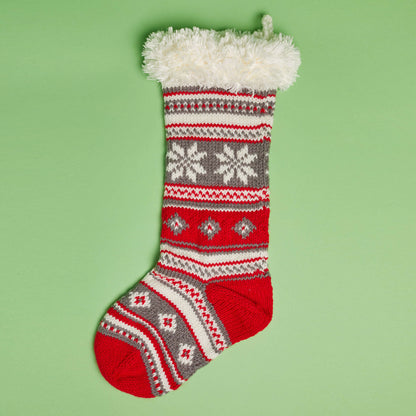 Red Heart Knit Festive Fair Isle Stocking Knit Stocking made in Red Heart With Love Yarn