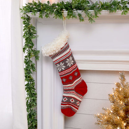 Red Heart Knit Festive Fair Isle Stocking Knit Stocking made in Red Heart With Love Yarn