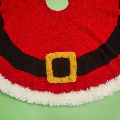 Red Heart Knit Santa's Coat Tree Skirt Knit Skirt made in Red Heart With Love Yarn