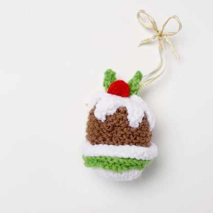 Red Heart Knit Christmas Pudding Ornament Knit Ornament made in Red Heart Super Saver Yarn