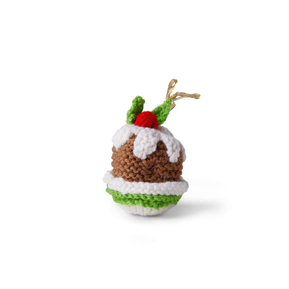 Red Heart Knit Christmas Pudding Ornament Knit Ornament made in Red Heart Super Saver Yarn