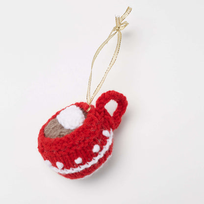 Red Heart Knit Cup of Cocoa Ornament Knit Ornament made in Red Heart Super Saver Yarn