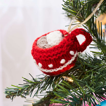 Red Heart Knit Cup of Cocoa Ornament Knit Ornament made in Red Heart Super Saver Yarn