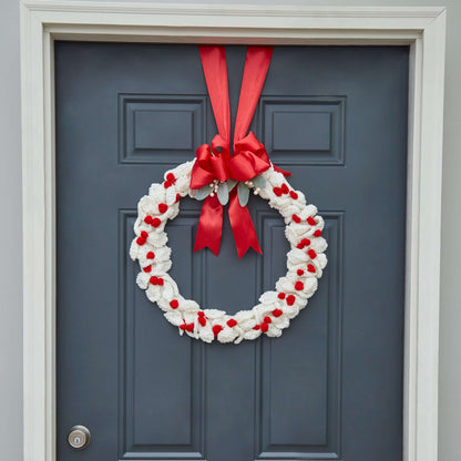 Red Heart Knit Berry Nice Wreath Knit Wreath made in Red Heart Super Saver Yarn