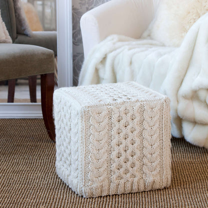 Red Heart Knit Cabled Ottoman Cover Knit Ottoman Cover made in Red Heart Full O' Sheep Yarn