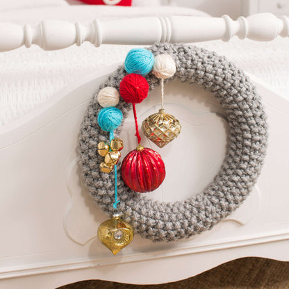 Red Heart Be Merry Knit Wreath Knit Wreath made in Red Heart Grande Yarn