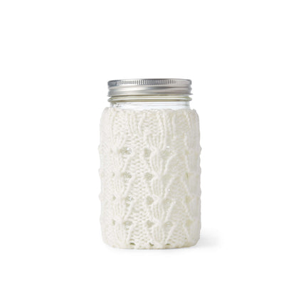 Red Heart Knit Snowdrop Mason Jar Cover Knit Mason Jar Cover made in Red Heart Super Saver Yarn