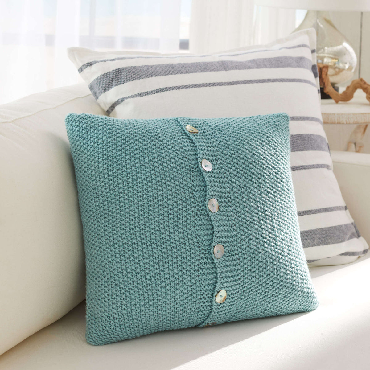 Knit Pillow made in Red Heart Soft Yarn