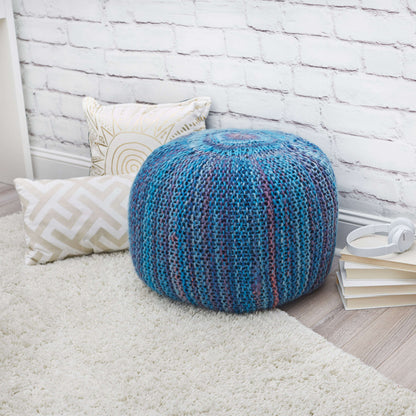 Red Heart Pop of Color Knit Pouf Knit Pouf made in Red Heart Evermore Yarn