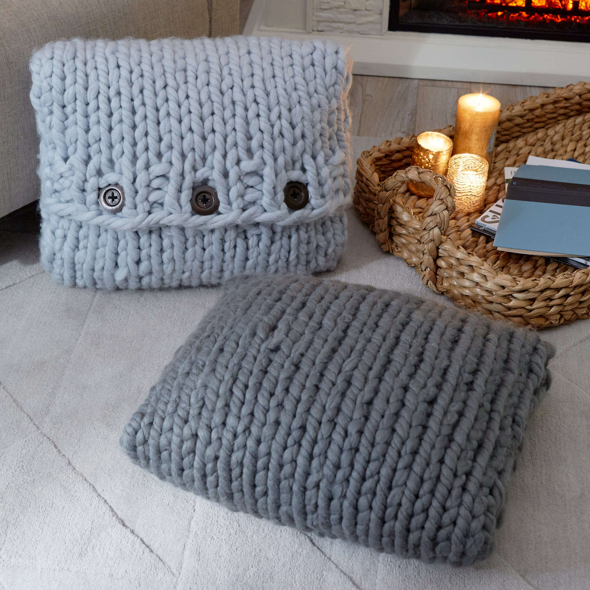 Knit Pillow made in Red Heart Irresistible Yarn