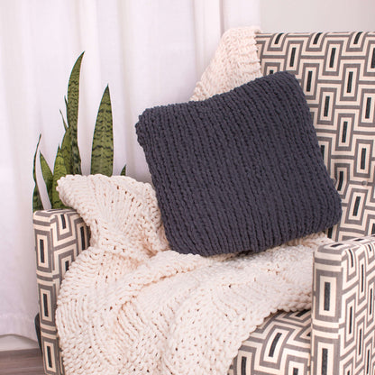 Red Heart Knit Plush Pillow Knit Pillow made in Red Heart Sweet Yarn