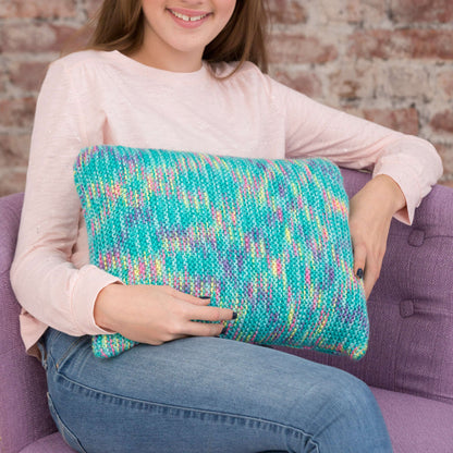 Red Heart Knit Two-Way Garter Stitch Pillow Knit Pillow made in Red Heart Gumdrop Yarn