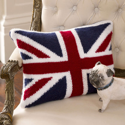 Red Heart Knit Union Jack Pillow Knit Pillow made in Red Heart Soft Yarn