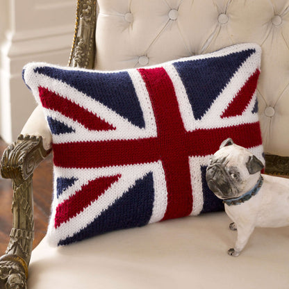 Red Heart Knit Union Jack Pillow Knit Pillow made in Red Heart Soft Yarn