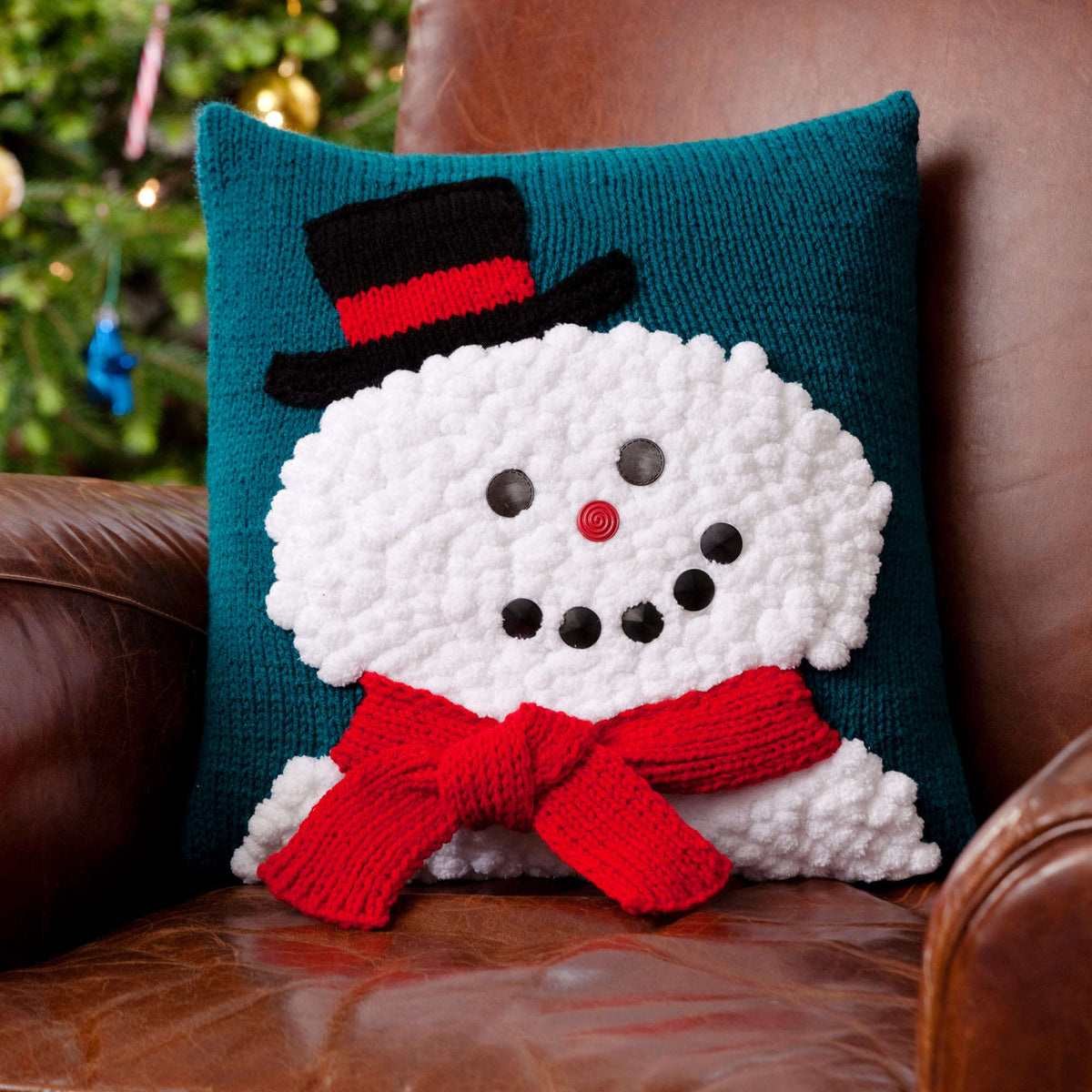 Knit Pillow made in Red Heart Spark-a-Doodle Yarn