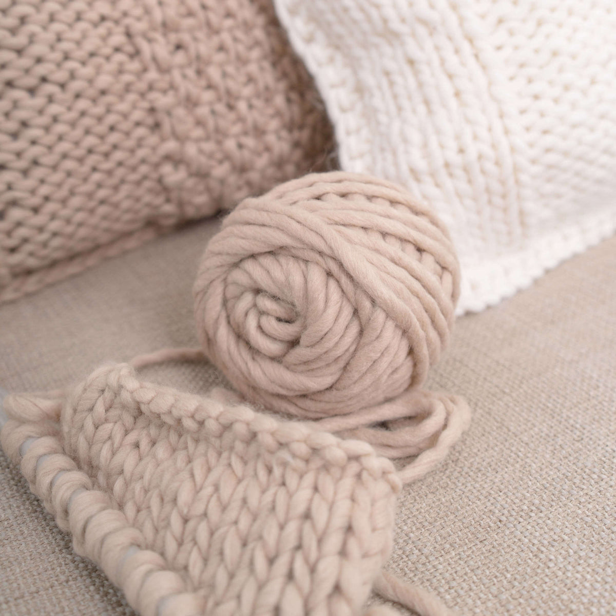 Knit Cushion made in Red Heart An Italian Story Ora Yarn
