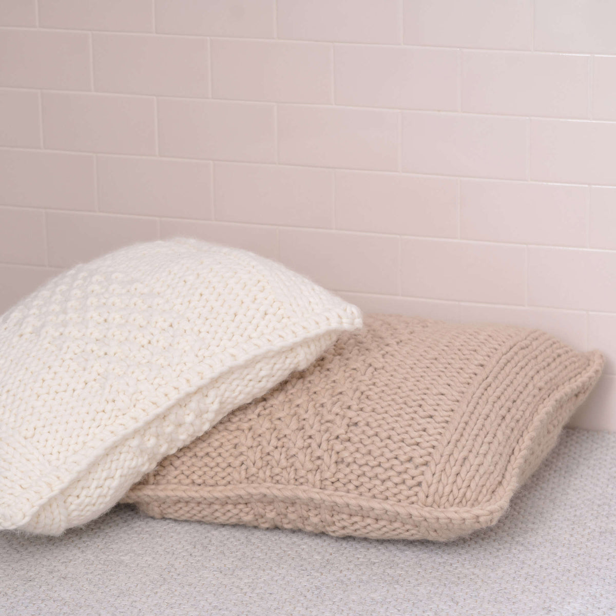Knit Cushion made in Red Heart An Italian Story Ora Yarn