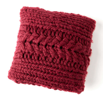 Red Heart Oversized-Cable Pillow Knit Pillow made in Red Heart Irresistible Yarn