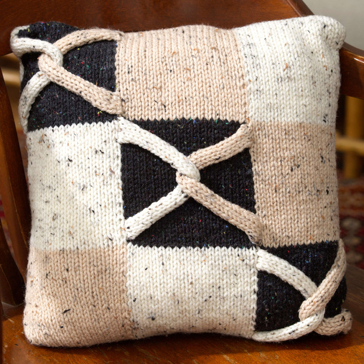 Knit Pillow made in Red Heart Super Saver Yarn