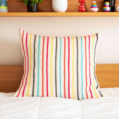 Red Heart Garter Stripe Knit Pillow Knit Pillow made in Red Heart Super Saver yarn