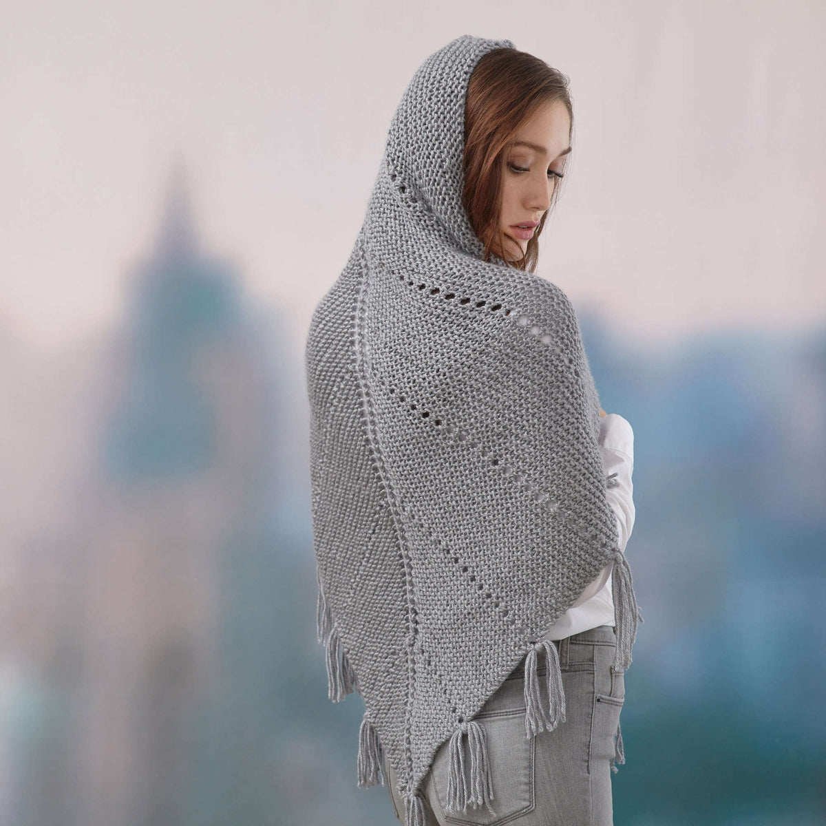 Knit Shawl made in Red Heart Soft Yarn