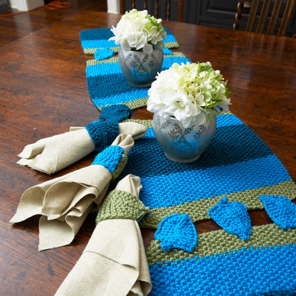 Red Heart Knit Dreidel Table Runner & Napkin Holders Knit Holders made in Red Heart With Love Yarn