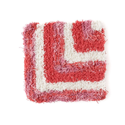 Red Heart Knit Mitered Stripes Washcloth Knit Dishcloth made in Red Heart Scrubby Cotton Yarn
