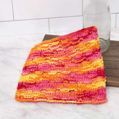 Red Heart Knit Wrapped Stitches Washcloth Knit Dishcloth made in Red Heart Scrubby Smoothie Yarn