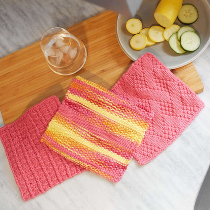 Red Heart Knit Sailor's Rib Stitch Washcloth Knit Dishcloth made in Red Heart Scrubby Smoothie Yarn