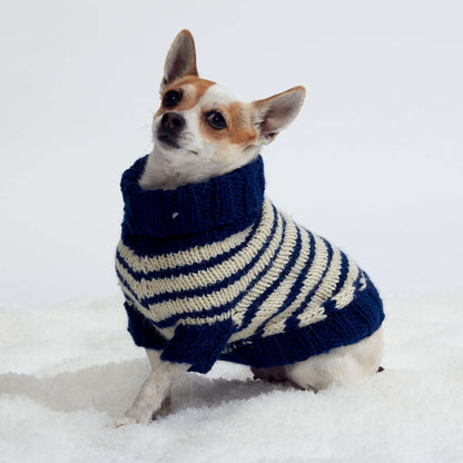 Red Heart Striped Knit Dog Coat S
